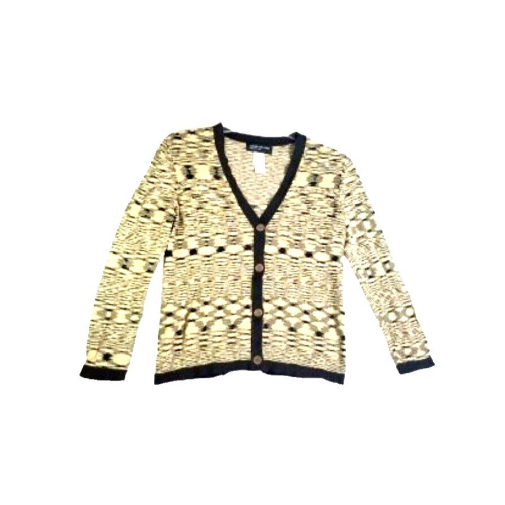 JONES NEW YORK Brown Striped Knit Cardigan Sz Medium Stretchy Casual Sweater